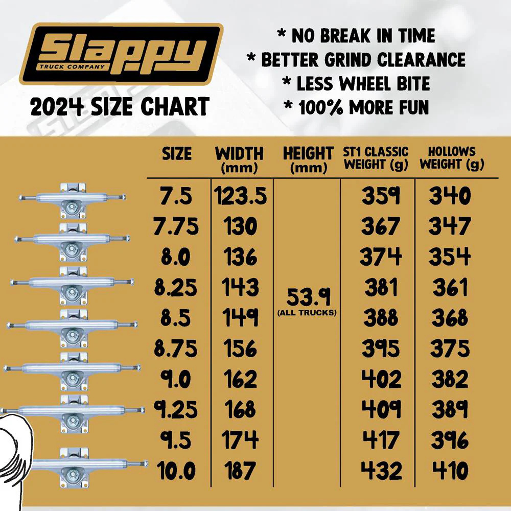 Slappy Trucks X Heroin Skateboards Curb Killer Polished Trucks ST1r -9.00" (Fits 9.00" Deck) - Image 3