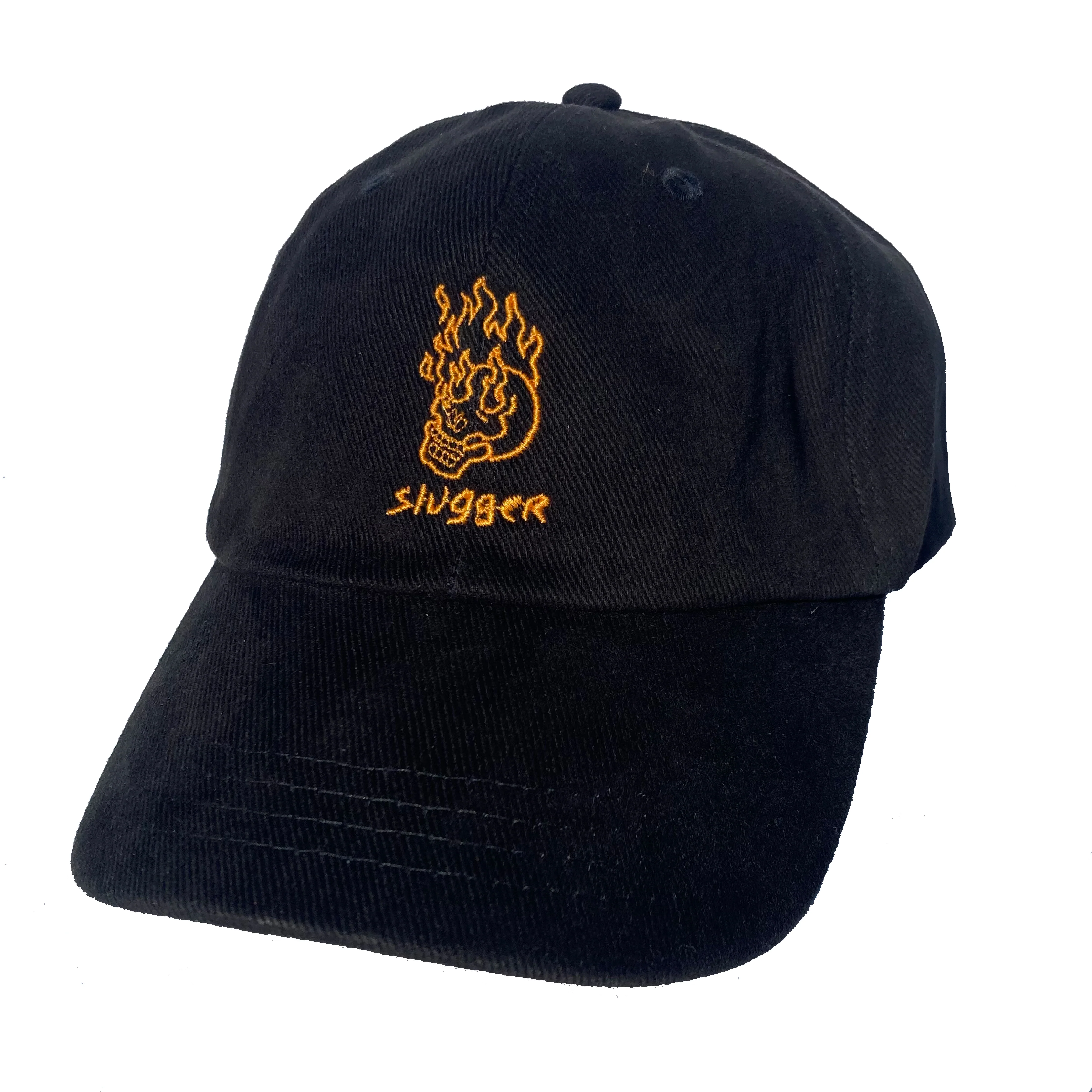 Slugger Flaming Skull 6 Panel Strapback Cap - Black