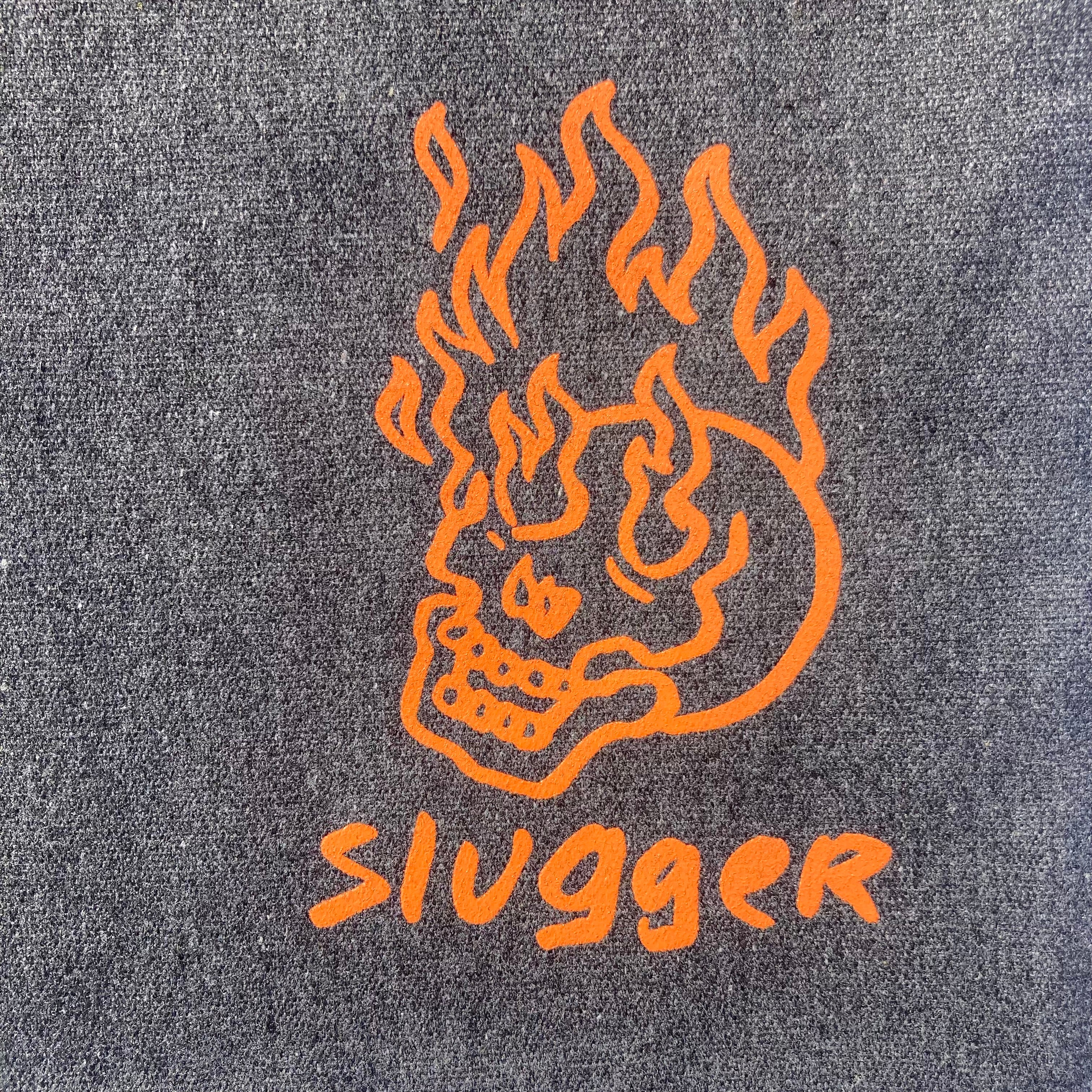 Slugger - Flaming Skull Tote Bag - Grey - Image 2