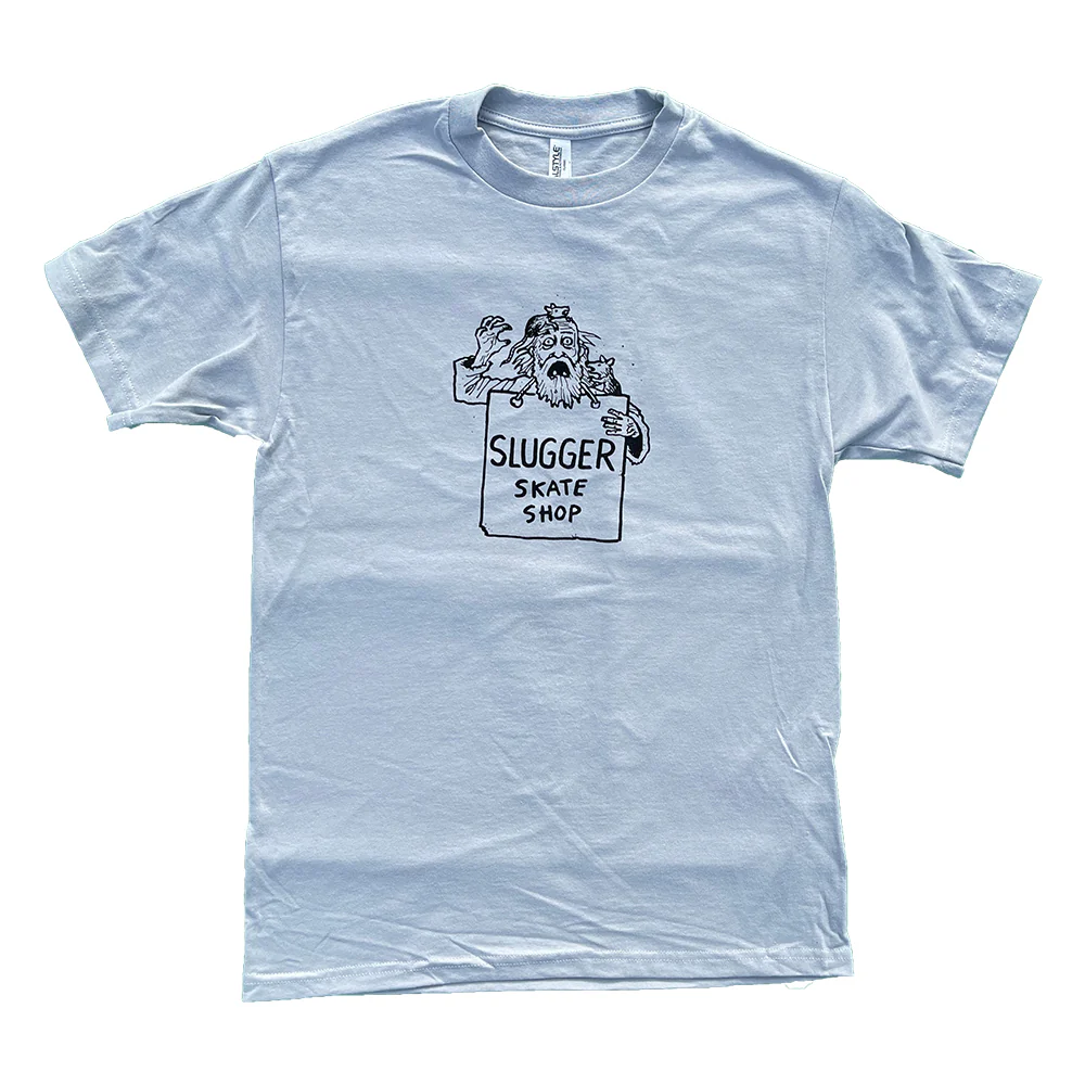 Slugger Skate Store - Todd Francis Sketchy Skate Shop T-Shirt - Silver