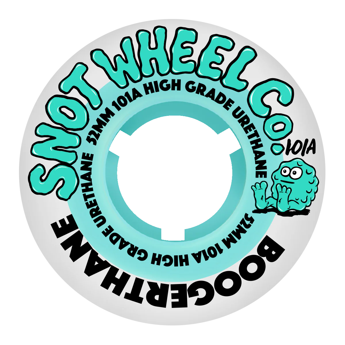 Snot Wheel Co 52mm 101A Team Skateboard Wheels - White/Teal Core