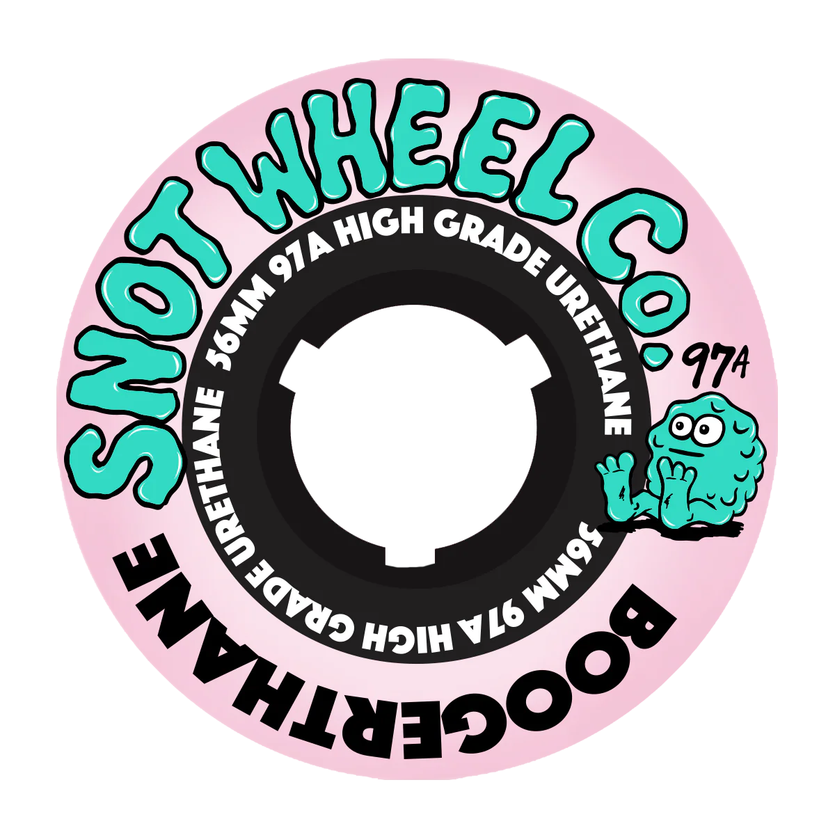 Snot Wheel Co 56mm 97A Team Skateboard Wheels - Pale Pink/Black Core