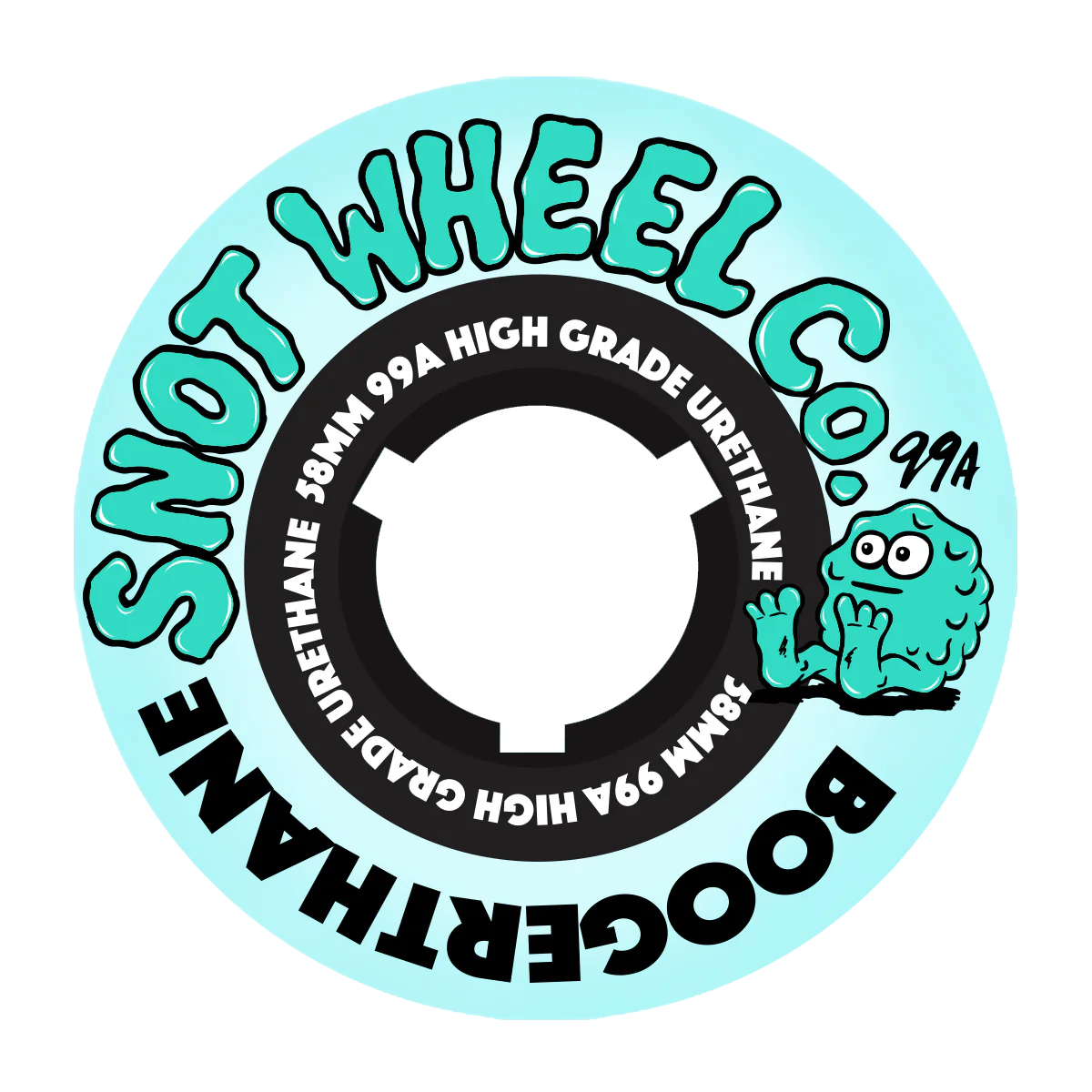 Snot Wheel Co 58mm 99A Team Skateboard Wheels - Pale Teal/Black Core