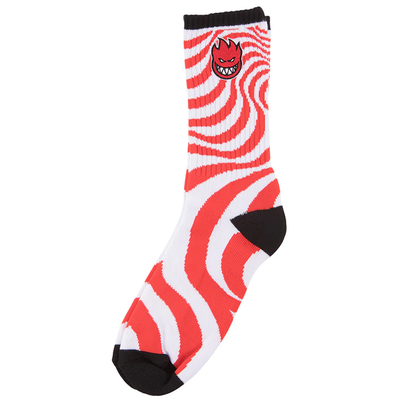 Spitfire Bighead fill Emb Swirl Socks - White/Red (pair)