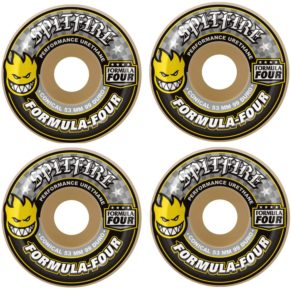 Spitfire Formula Four Conical 99DU Yellow Print Natural 52mm - Image 2
