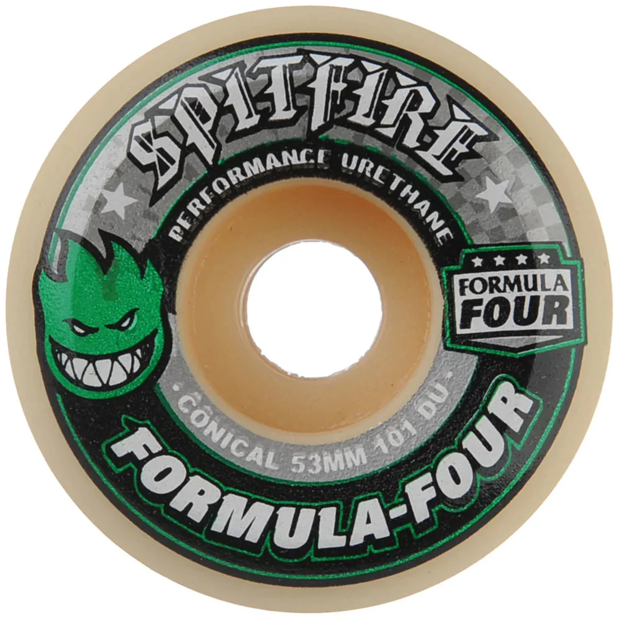 Spitfire Formula Four Skateboard Wheels Conical Green 101DU Natural 53mm