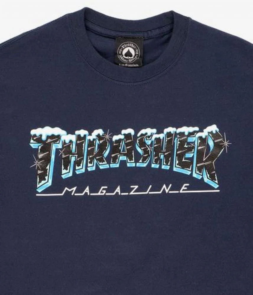 Thrasher Magazine Black Ice T-shirt - Navy - Image 2