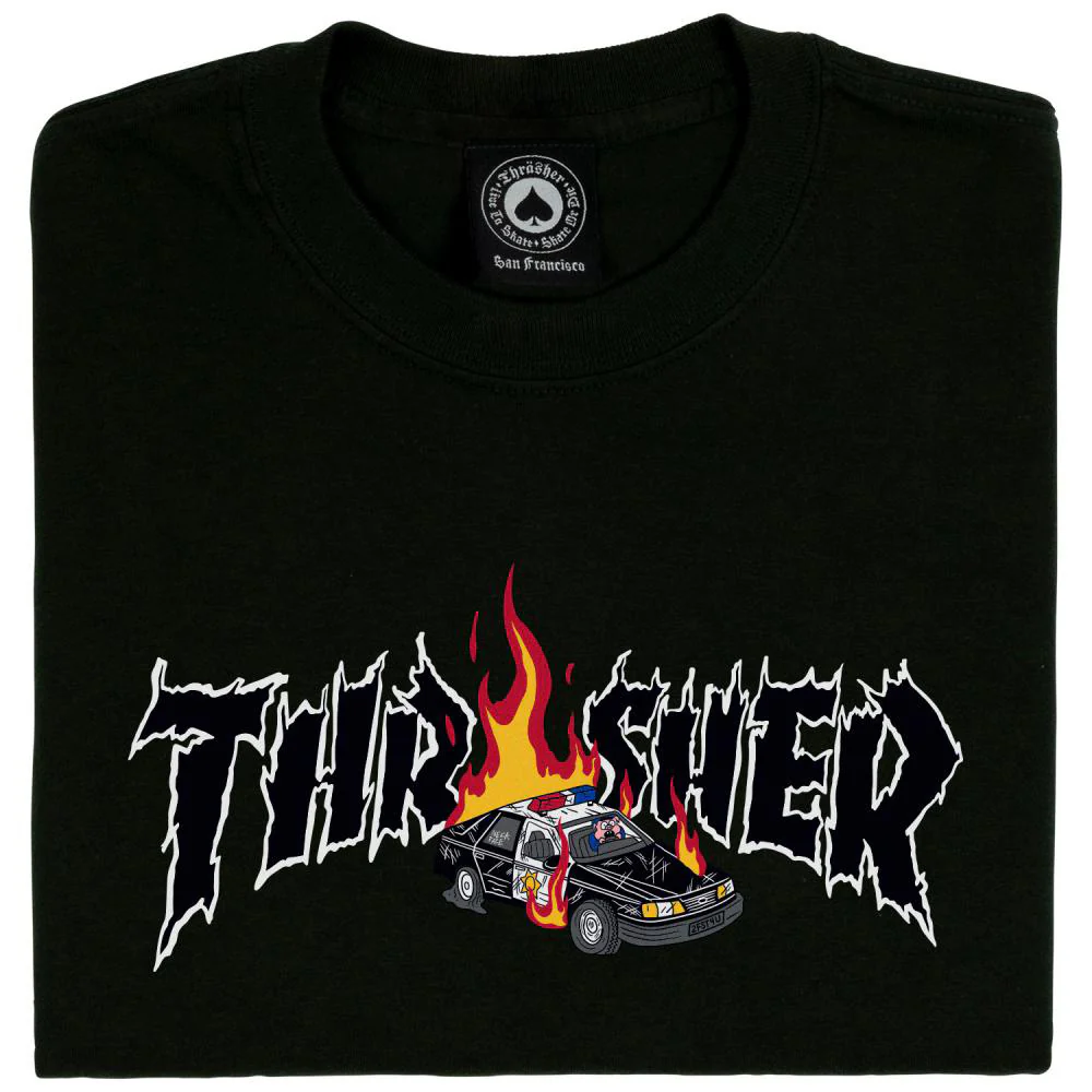 Thrasher Magazine Cop Car T-shirt - Black - Image 2