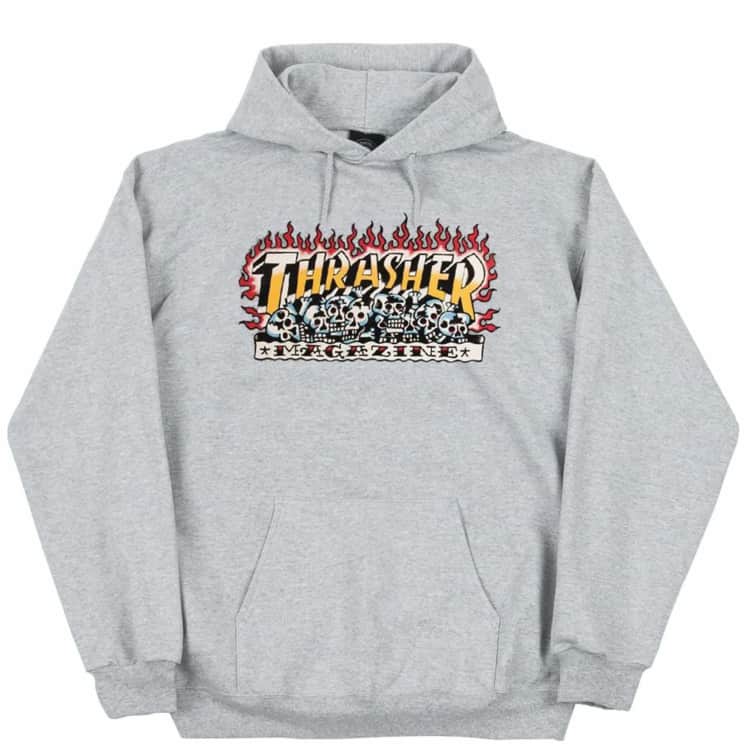Thrasher Magazine Krak Skulls Hoodie - Heather Grey
