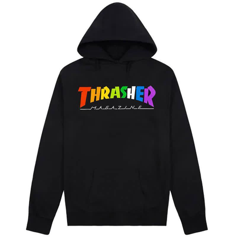 Thrasher Magazine Rainbow Hoody - Black
