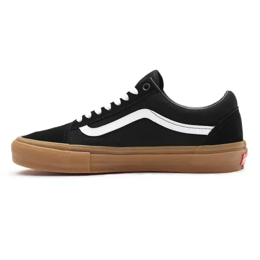 Vans Old Skool Pro Skateboard Shoes - Black/White/Gum - Image 2