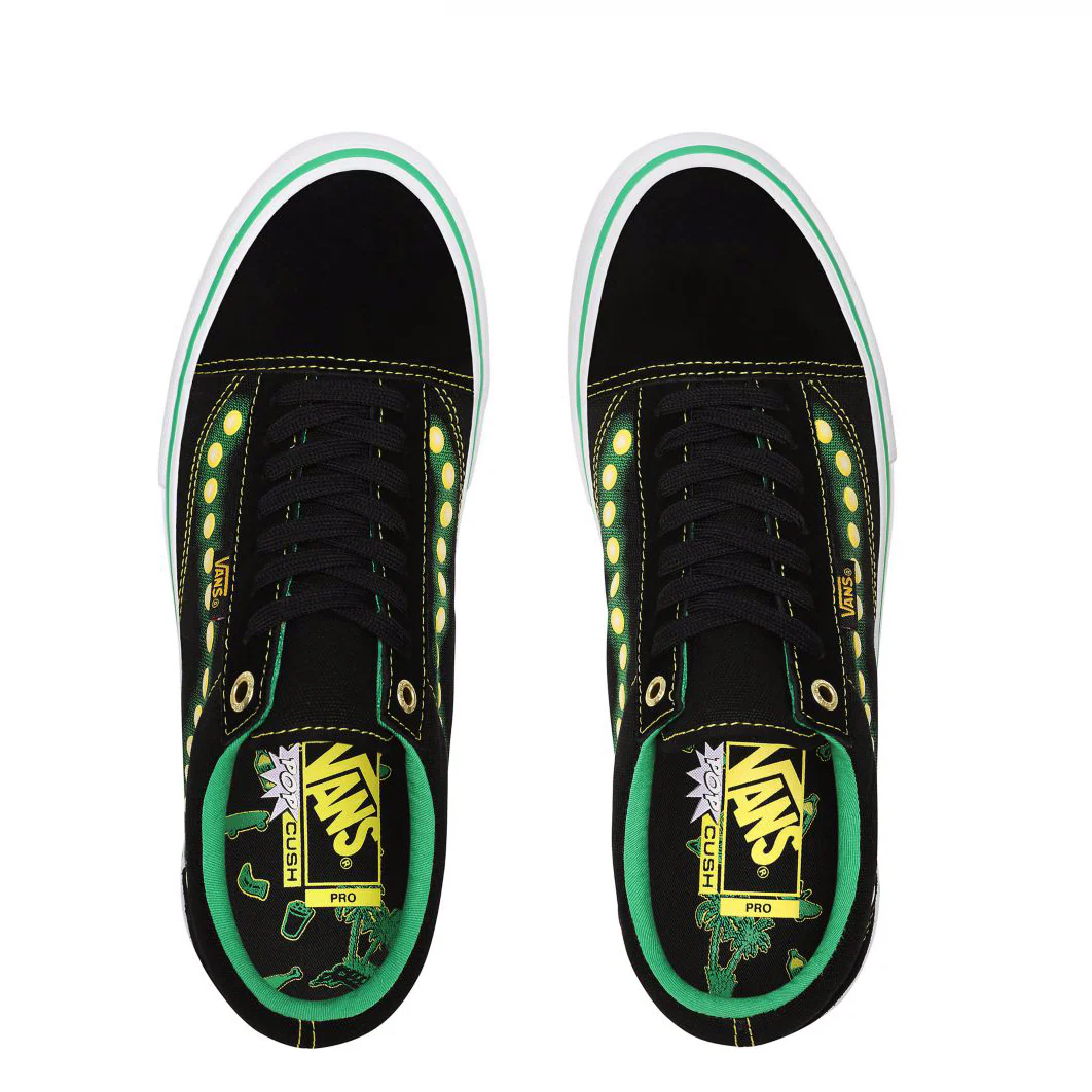 Vans X Shake Junt Old Skool Pro Shoes - Black/Green/Yellow - Image 2