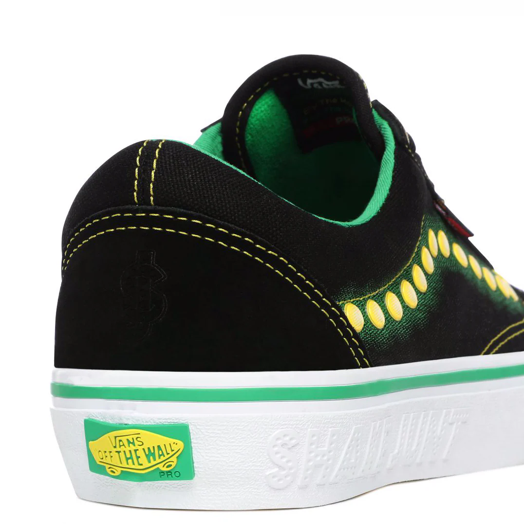 Vans X Shake Junt Old Skool Pro Shoes - Black/Green/Yellow - Image 4