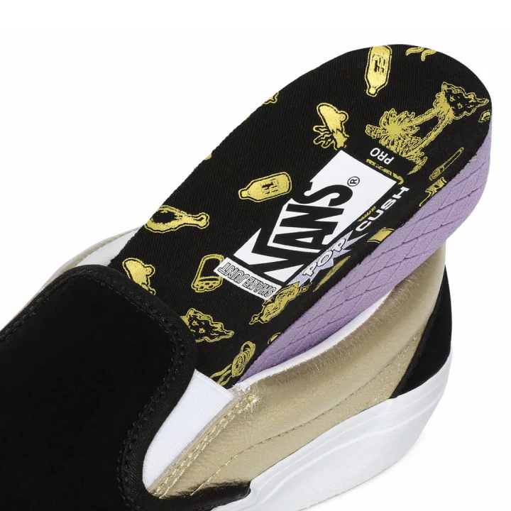 Vans x Shake Junt Slip-On Pro Shoes - Black/Metallic Gold/White - Image 3