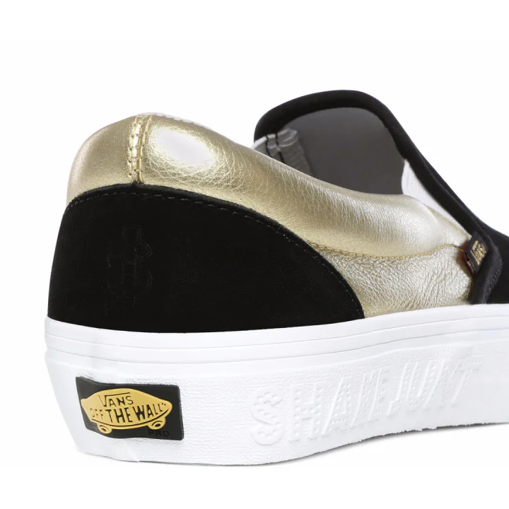 Vans x Shake Junt Slip-On Pro Shoes - Black/Metallic Gold/White - Image 4