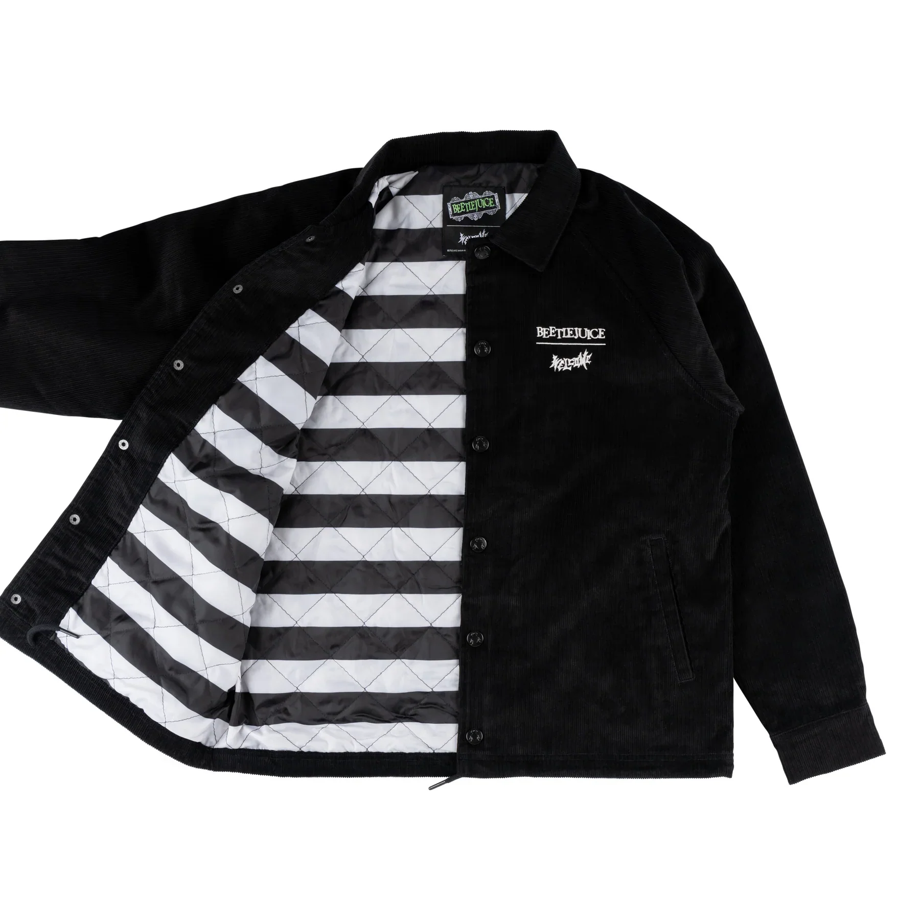 Welcome X Beetlejuice Sandworm Embroidered Coaches Jacket - Black - Image 2