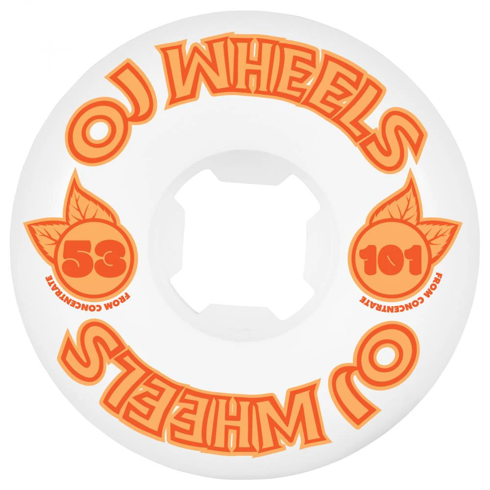 Wheels From Concentrate Hardline 101A White/Orange Skateboard Wheels - 53mm